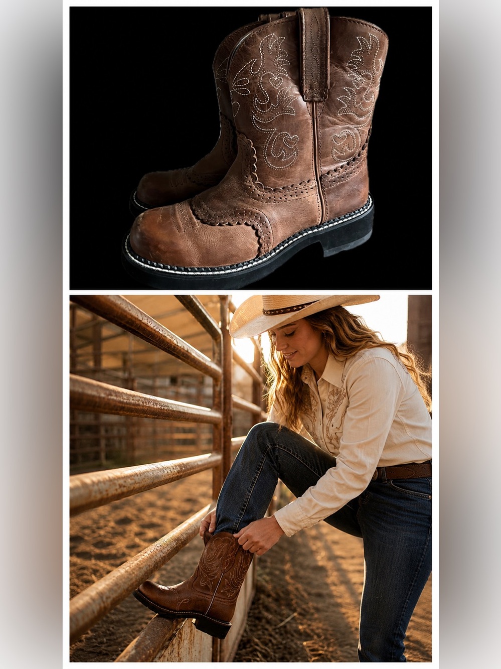 Ariat Fatbaby Saddle Ladies Western Boots - Russet Rebel women’s size 8
